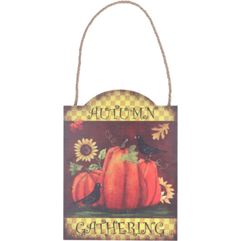 Pumpkin Turkey Pattern Wooden Hanging Board Sign with LED Light for Indoor Outdoor Thanksgiving (1/5)