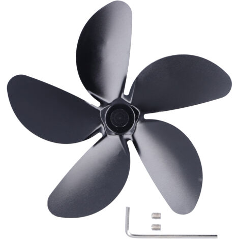 Fan Blade Replacement Fireplace Aluminum Alloy Blade Black Universal Stove Fan Blade5 Blade (1/5)