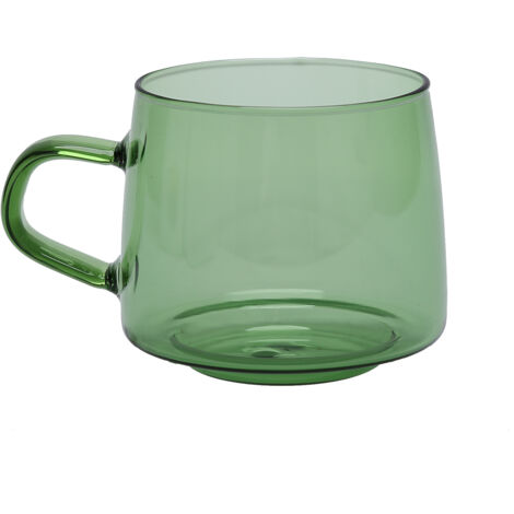 350ml Glass Coffee Cup Crystal Coffee Mug with Handle High Temperature Resistance for Home and CafeGreen (1/5)