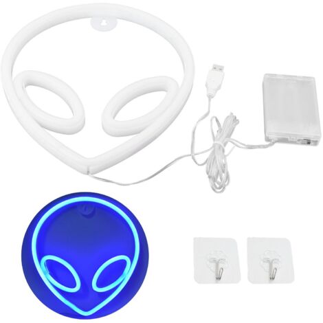 Alien Neon Sign Innovative Wall Hanging Decorative Night Light Battery/USB Operated Blue