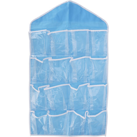 Wall Closet Hanging Organizers Over The Door Storage Bag Polyester Hanging Shelves Pocket for Bedroom Living RoomBlue (1/5)