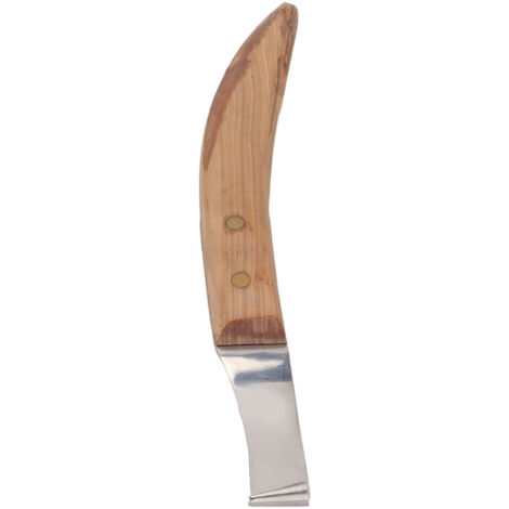 Left Hand Hoof Knife with Wooden Handle Steel Curved Livestock Cattle Hoof Trimming Tool