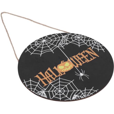 Halloween Spider Web Pattern Wooden Welcome Sign Decorative Hanging Board for Indoor OutdoorWithout Bow (1/5)