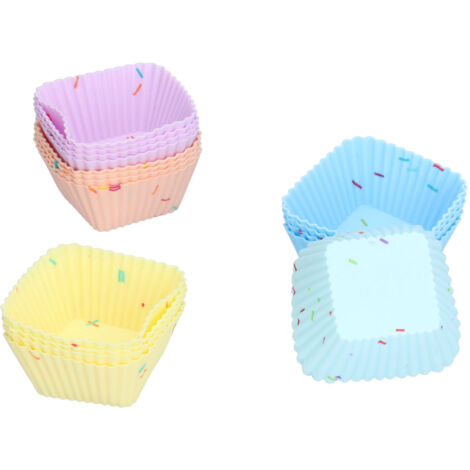20Pcs Silicone Cupcake Mold Non Stick Reusable Baking Molds for Muffin Biscuits Cheese Cake PastriesSquare (1/5)
