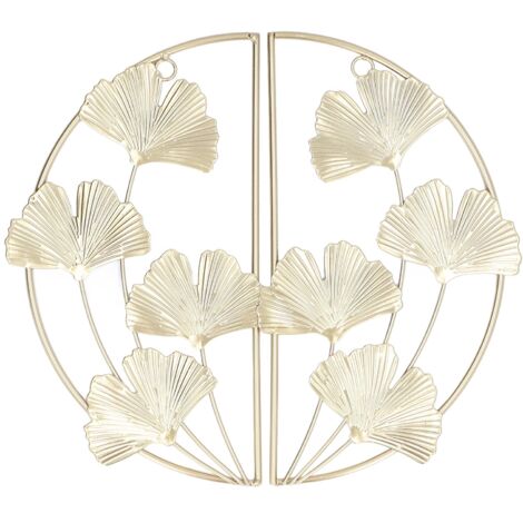 2 Pcs Ginkgo Leaf Decoration Modern Simple Nordic Style Metal Golden Ginkgo Leaf Wrought Iron Wall Decoration (1/5)