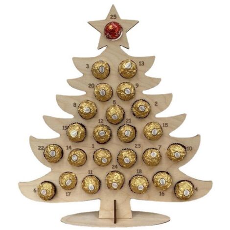 Wooden Advent Calendar Christmas Chocolate Stand Christmas Ornaments Party Decoration Gifts (1/5)