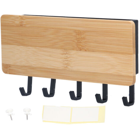Wall Mounted Key Holder Bamboo Modern Anti Slip Key Hanger for Home Office Living RoomBamboo Color (1/5)
