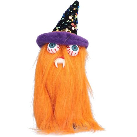 Halloween Dolls Ornament Halloween Plush Gnome with Witch Hat and Vampires Tooth for Halloween DecorationsOrange (1/5)