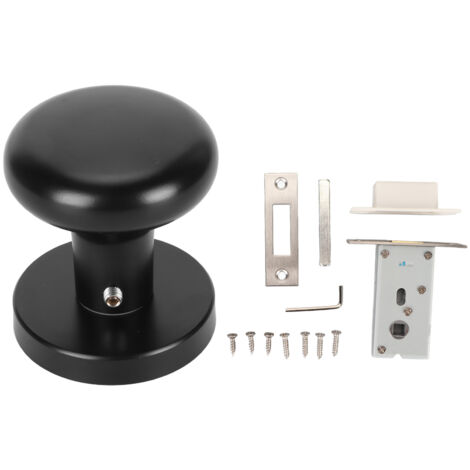 Door Knob Black Round Handle Keyless Locking Zinc Alloy Privacy Function Easy Install Interior Ball Handle for Bedroom Bathroom (1/5)
