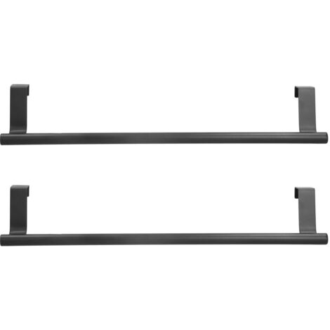 2Pcs Towel Rack Black Hangable Punch Free Nail Free Cabinet Door Towel Rack for Home Hotel36CM (1/5)