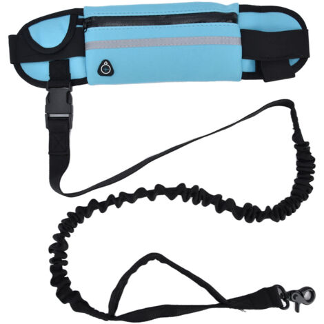 Sports Belt Bag Leash Set Reflective Elastic Explosion Proof Dog Running Traction Rope for Walking RunningSky Blue (1/5)