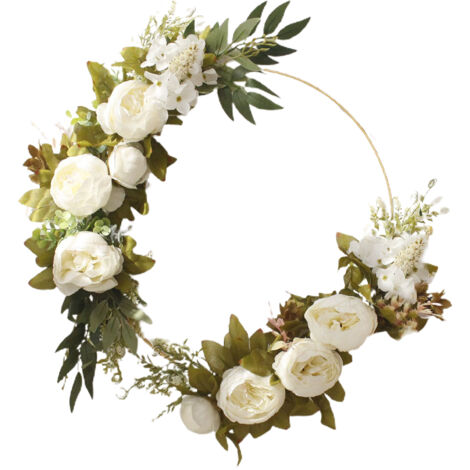Simulation Peony Wreath Home Door Decorations Wall Hanging Artificial Peony Wreath Wedding Courtyard Arrangement Wreath (1/5)