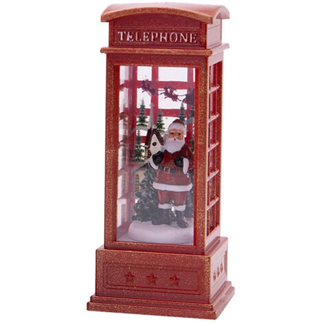 Christmas Telephone Box Luminous Lantern Christmas Snowing Lantern For Christmas Table Living Room Study Decoration (1/5)