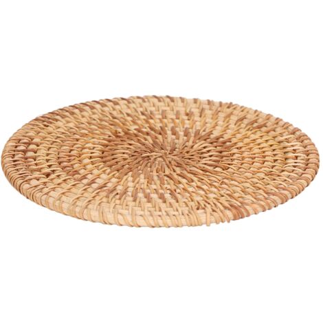 Woven Round Placemat Natural Rattan Braid Hot Insulation Placemat for Large Vessels Hot Dishes Pan Pot16cm / 6.3in (1/5)