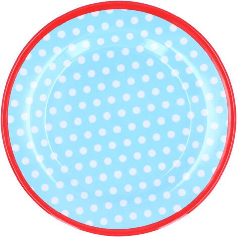 9in Imitation Porcelain Dinner Plate Decorative Reusable Snack Plate Lightweight Tableware for Cakes FruitLight Blue Dot (1/5)