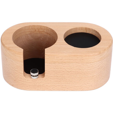 Coffee Filter Tamper Holder 58mm Aperture Coffee Knock Box Wood Texture Wooden Coffee Tamping Station with Nonslip Feet (1/5)