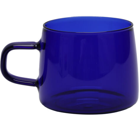 350ml Glass Coffee Cup Crystal Coffee Mug with Handle High Temperature Resistance for Home and CafeBlue (1/5)