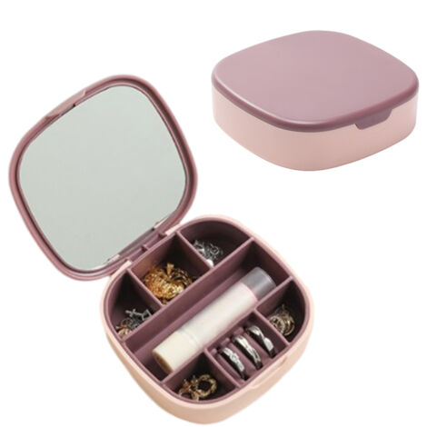 Travel Jewellery Box Portable Small Jewellery Box Organizer with Mirror Mini Jewelry Storage Case for Rings Earrings Necklaces Gifts (1/5)