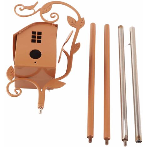 Metal Bird House with Pole Metal Art Cottage Bird House Stakes Hummingbird House Distressed Metal Birdhouse Garden Decor (1/5)