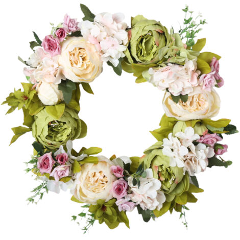 Christmas Wreath Handcraft Peony Wreath Artificial Spring Garland Wreath for Door Wall Wedding Party Home Decor (1/5)