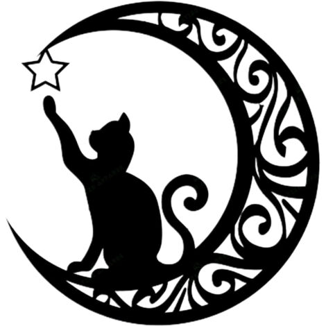 Cute Black Cats Moon Metal Sign Arts Wall Hanging Pendant Decorations for Windows Doors Mantelpieces (1/5)