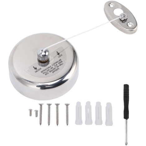 Clothesline 304 Stainless Steel Nylon Cord Space Saving Retractable 9ft/2.8m Indoor Clothesline (1/5)