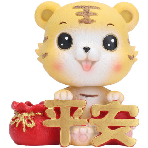 Tiger Ornament Premium Resin Cute Exquisite Bright Colors Durable Wide Application Tiger ToyPeace Tiger (1/5)