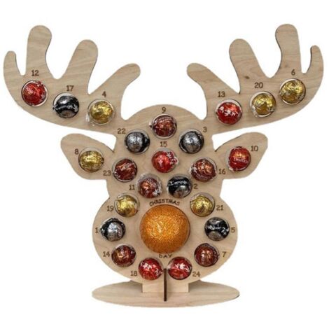 Wooden Advent Calendar Christmas Chocolate Stand Christmas Ornaments Party Decoration Gifts (1/5)