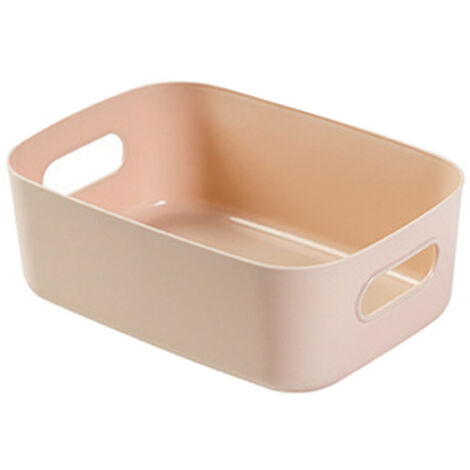 Desktop Storage Basket PP Cosmetic Storages Box Desktops Sundries Organizer with Handle for HouseholdSmall Apricot (1/2)