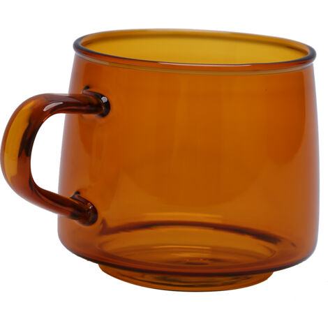 350ml Glass Coffee Cup Crystal Coffee Mug with Handle High Temperature Resistance for Home and CafeAmber (1/5)