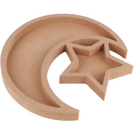 Eid Wooden Dessert Tray Cute Shape Multifunctional Ramadan Wood Moon Tray for Home Ramadan Party Garden Decor (1/5)