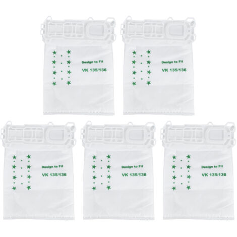 5PCS Vacuum Cleaner Dust Bag Nonwoven Vacuum Cleaner Garbage Bag for VORWERK VK135 VK136 (1/5)