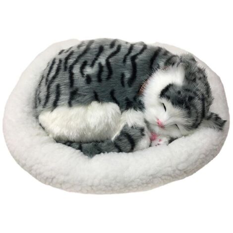 Realistic Sleeping Cat Toy Breathing Cat Stuffed Animal Doll with Mat Plush Toys for Children Home Ornament (1/5)