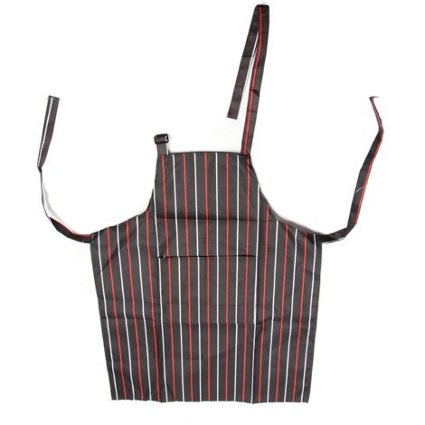 Bib Apron Waterproof Adjustable Kitchen Cooking Aprons with Dual Pockets for Kitchens Restaurants BakersRed and White Bars (1/5)