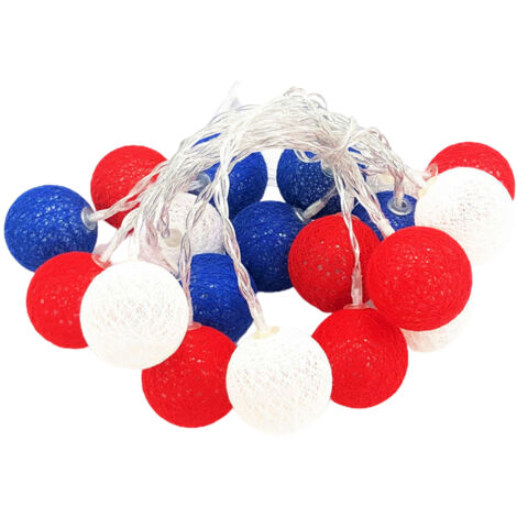 4th of July Decoration Lights 3 Meter 20 LED Independence Day String Lights with Red White Blue Balls Patriotic Patio Light for Patio Party Holiday Decor (1/5)
