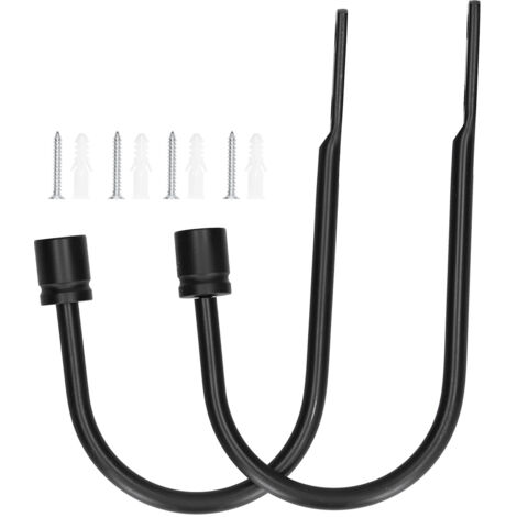 2Pcs Curtain Hook Aluminum Alloy U Shaped Cylinder Fixed Drapery Holdback for Home Office BedroomBlack (1/5)