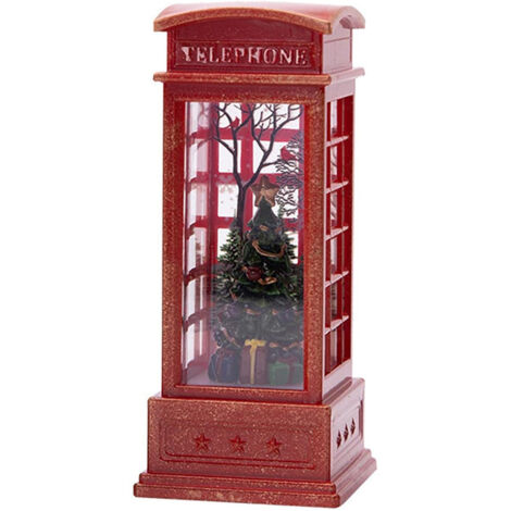 Christmas Telephone Box Luminous Lantern Christmas Snowing Lantern For Christmas Table Living Room Study Decoration (1/5)