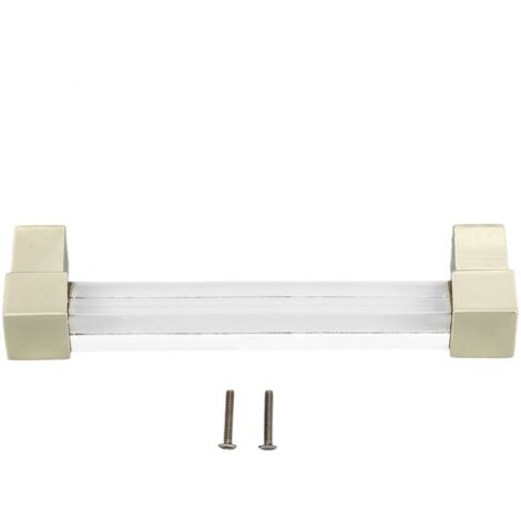 Acrylic Drawer Pulls Single Hole Crystal Cabinet Drawer Pulls for Kitchen Cabinets Dresser Cupboard Hole Spacing 128 Gold (1/5)
