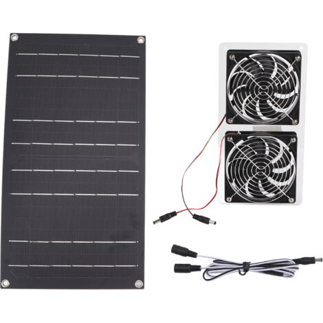 Solar Panel Fan Kit 100W Dual Fans IP67 Waterproof Low Noise Wide Application Solar Powered Fan For Pet House Hut
