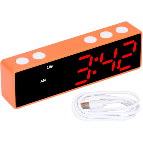 Training Timer LED Digital Timer Multifunctional Electronic Desktop Clock for Bedroom Fitness Room(Orange Frame Blue Red Display ) (1/5)