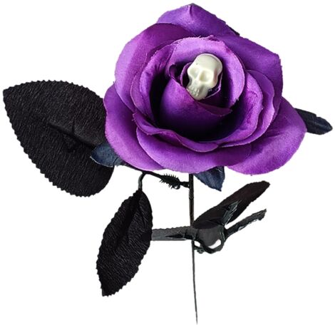 Artificial Rose Lifelike Decorative Bendable Fake Flower With Skull Head for Halloween Party (1/5)