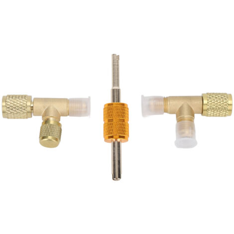 1/4in Valves Core Brass Tee Adapter Quick Coupler Access Tee Fittings for Vacuum Gauge R22 R12 R134 Refrigerant (1/5)