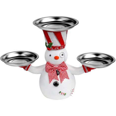 Christmas Snowman Treats Holder Santa Holding Tray Fruit Bowl Rack Resin Home Party Food Snack Storage Rack (1/5)