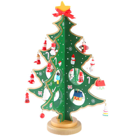 Desktop Christmas Tree Decoration Mini Wooden DIY Christmas Tree Ornaments Children Gift (1/5)