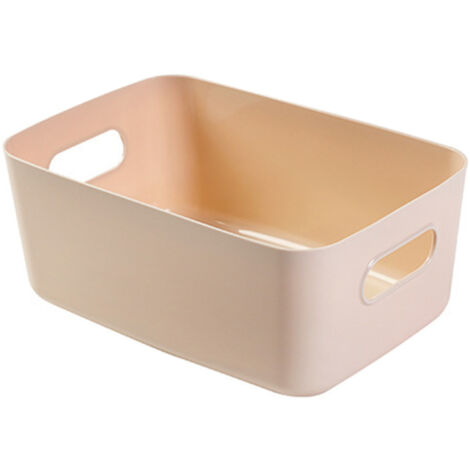 Desktop Storage Basket PP Cosmetic Storages Box Desktops Sundries Organizer with Handle for HouseholdLarge Apricot (1/2)