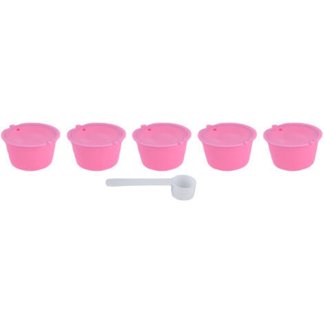 5Pcs 50ml Coffee Capsule Reusable Coffee Filter Cup with Spoon for DOLCE GUSTO Coffee MachinePink (1/5)