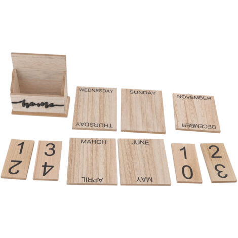 Wooden Perpetual Date Desk Calendar Manual Reusable Retro Beautiful Desktop Calendar Wood Block Calendar (1/5)