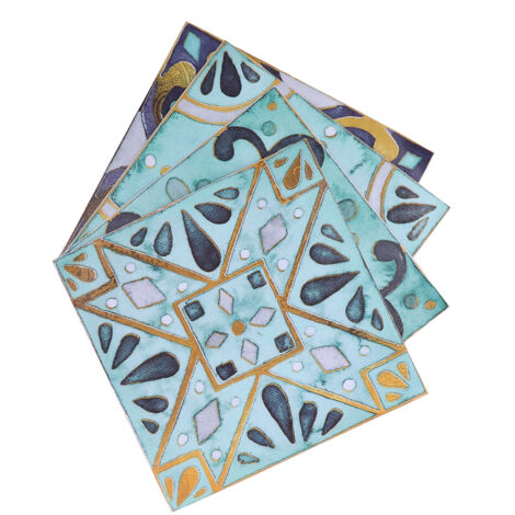 4Pcs/Set Antique Tile Stickers Retro Style Waterproof Self Adhesive Decals for Kitchen Bathroom Decor 30x30cm (1/5)
