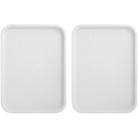 2pcs Food Tray Multifunctional Thickened Slip Resistance Chinese Fast Food Serving Tray for Dining Hall RestaurantsWhite (1/5)