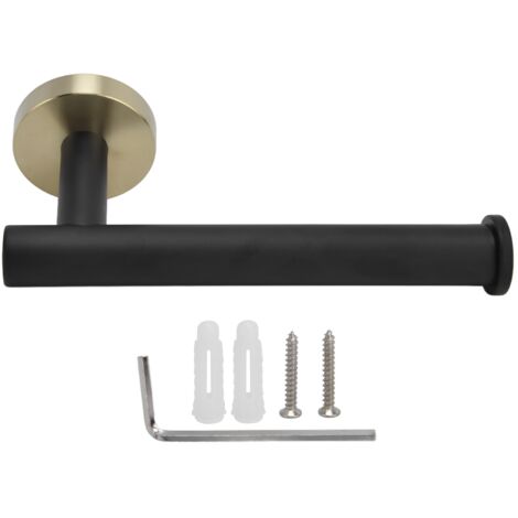 Wall Mounted Toilet Paper Holder 304 Stainless Steel Tissue Roll Holder for Bathroom Toilet Black Gold (1/5)